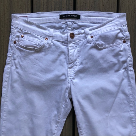 Angry Rabbit White Straight Leg Jeans Size 29 MADE IN THE USA - Picture 3 of 9